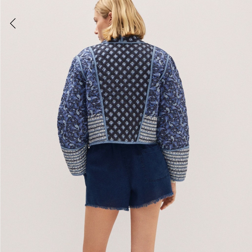 Mango QUILTED REVERSIBLE JACKET Pailsey Blue Pink White 100% Cotton Size Small - Picture 3 of 14